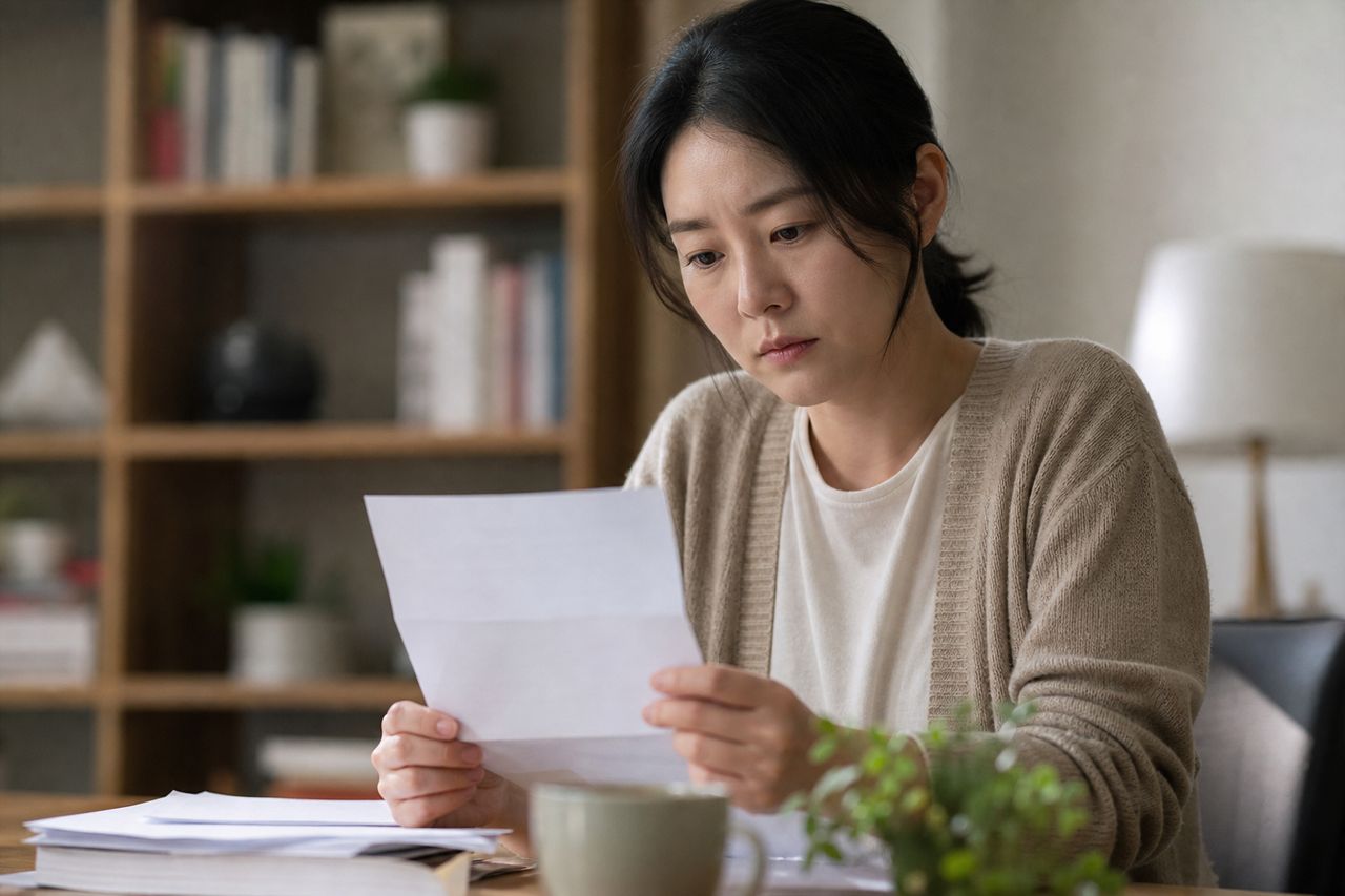 회식 후 귀가 중 폭행 시비 — 쌍방폭행으로 입건통보 받은 직장인, 경찰서 출석 전 48시간 안에 챙겨야 할 6가지 관련 상황을 보여주는 이미지 — 서류를 검토하는 모습