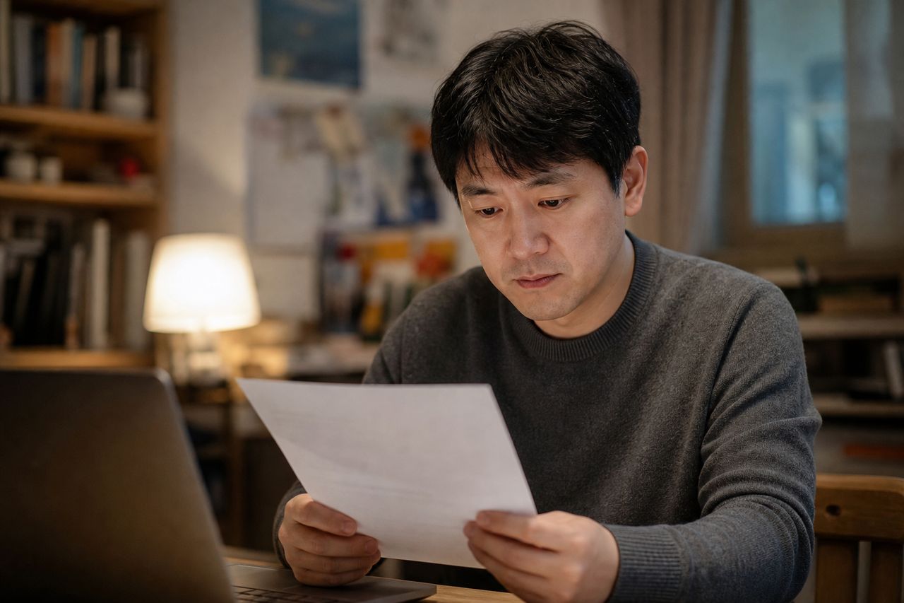 행정심판 vs 행정소송 — 면허취소 처분 받은 날로부터 90일·1년, 어느 절차가 더 빠르고 집행정지까지 한 번에 되는지 비교 관련 상황을 보여주는 이미지 — 서류를 검토하는 모습