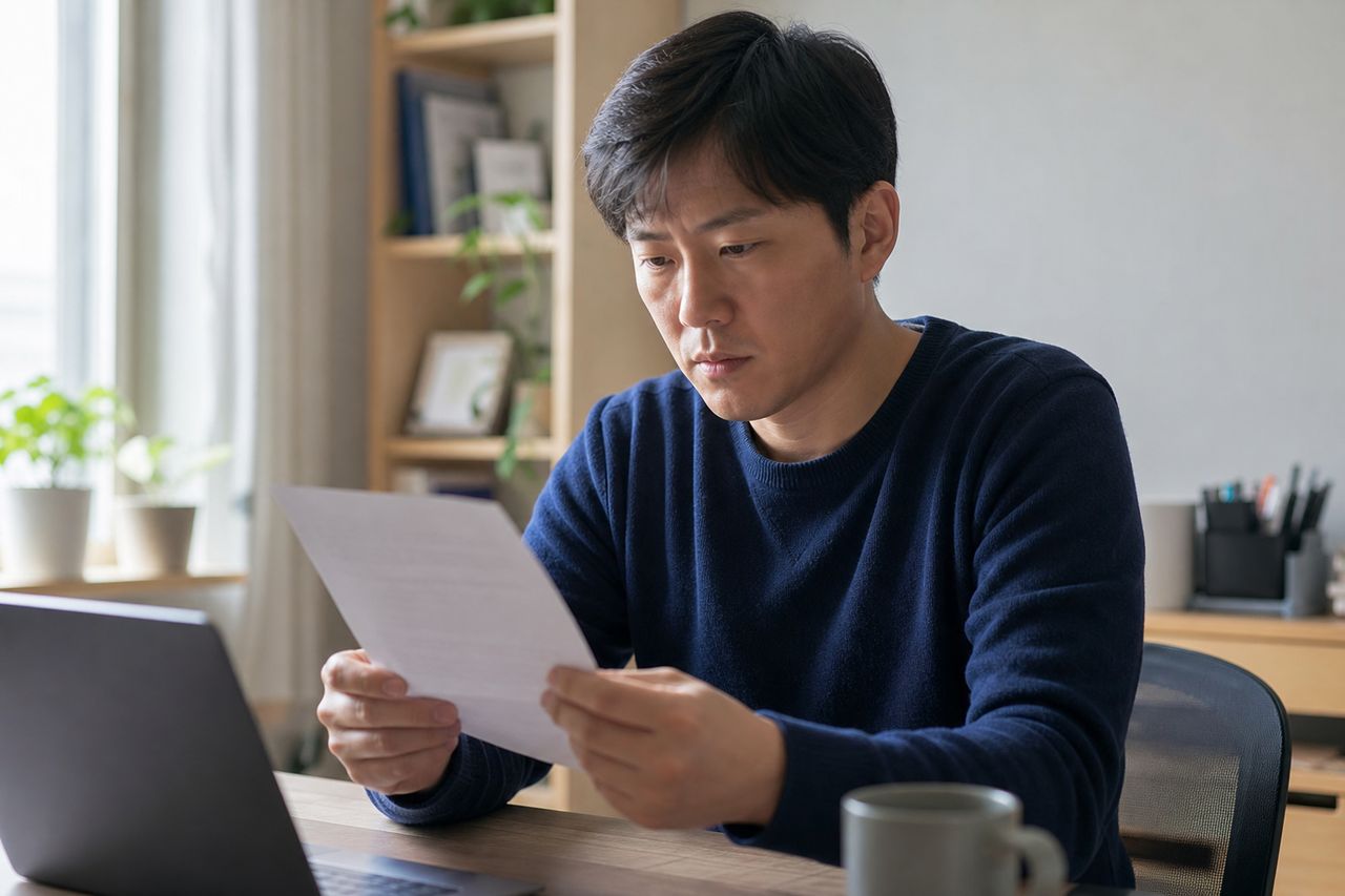 술자리 싸움 후 쌍방폭행 합의 종용 받을 때, 그냥 사인해도 될까? 관련 상황을 보여주는 이미지 — 서류를 검토하는 모습