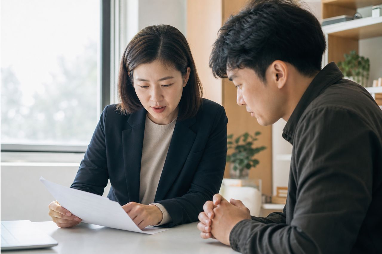 술자리 싸움 후 쌍방폭행 합의 종용 받을 때, 그냥 사인해도 될까? 관련 전문가 상담·서류 검토 장면