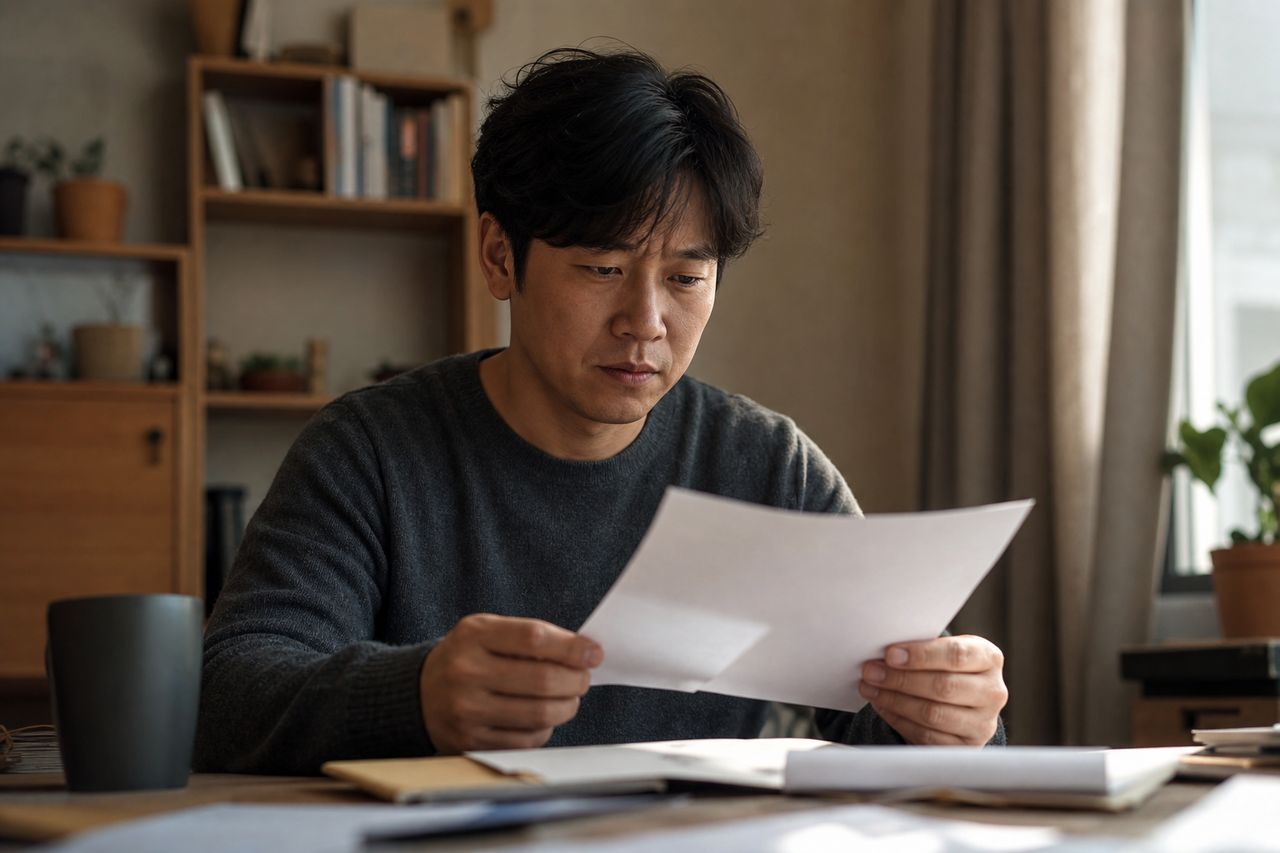 휴가철 음주운전 단속에 적발됐다면 가장 먼저 해야 할 일 관련 상황을 보여주는 이미지 — 서류를 검토하는 모습